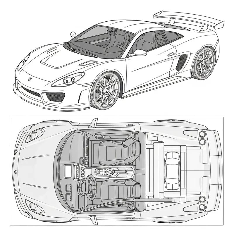 Blueprint of a Sleek Sports Car Design