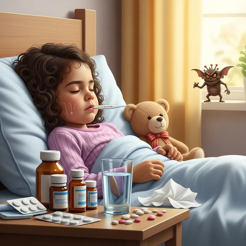 Child Sick Virus - Symbolic Healing and Wellness Depiction
