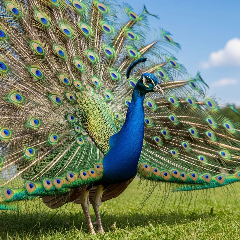 Majestic Peacock Displaying Its Vibrant Feathers