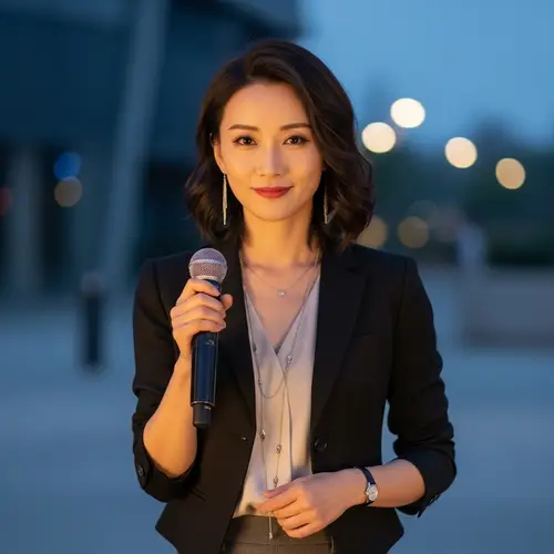 Captivating Jiangxi Woman Holding Microphone - Stylish Image