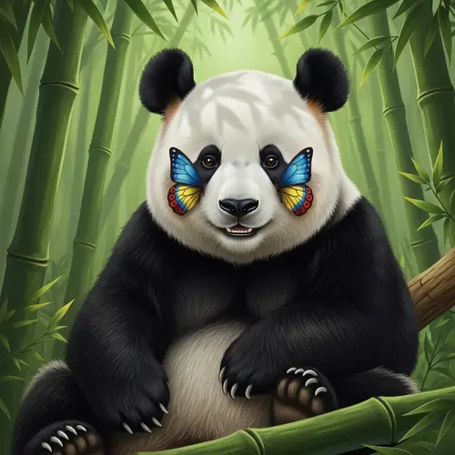 Smiling Panda with Butterfly Cheeks | Serene Forest Habitat