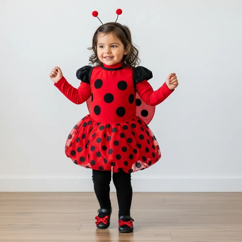 Little Ladybird Girl Dancing with Joy