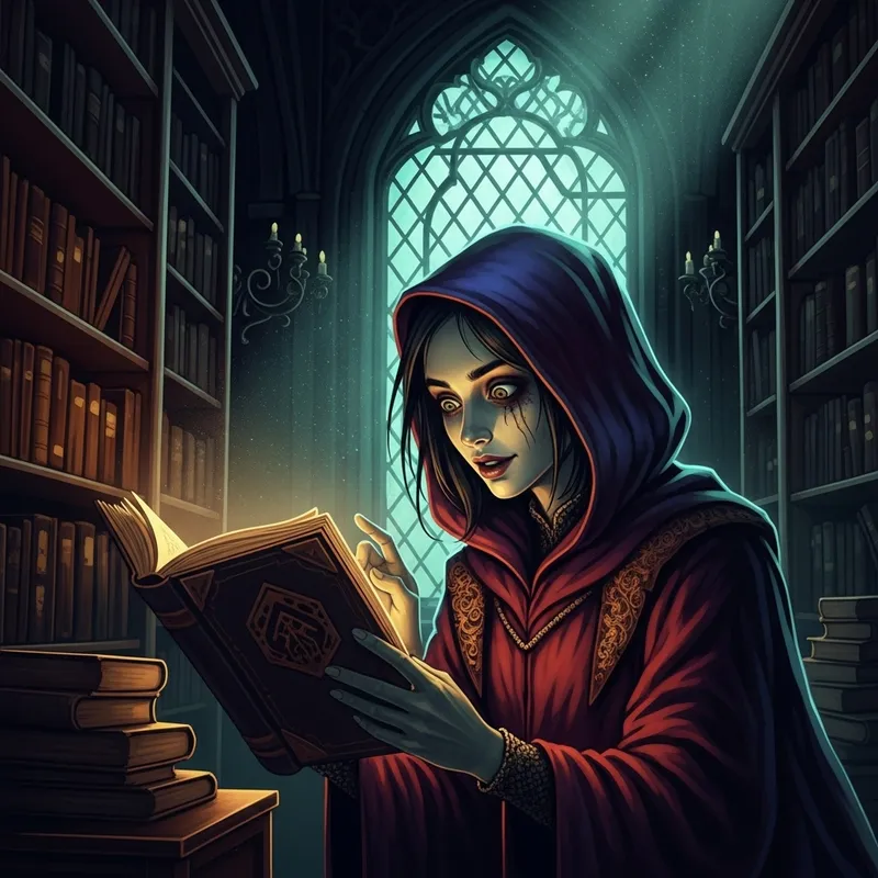 Surrealist Figure in Forgotten Library - Curiosity and Intrigue