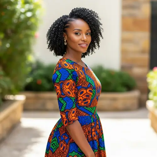 37-Year-Old African Woman in Vibrant Dress