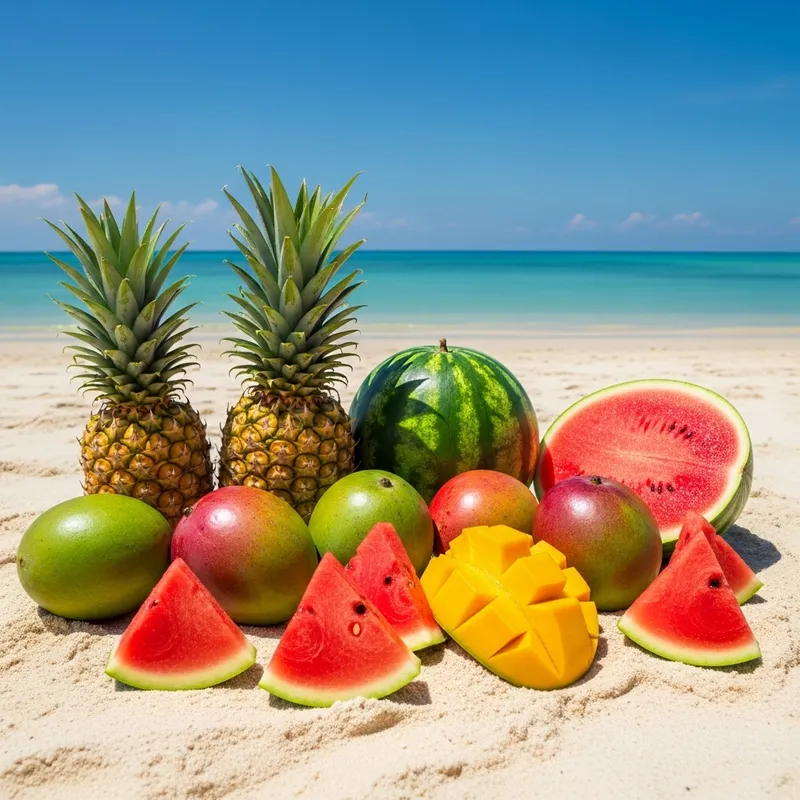 Tropical Beach Summer Fruits Paradise