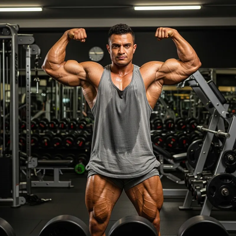 Dedicated Gym Enthusiast Flexing Muscles | Strongman Workout