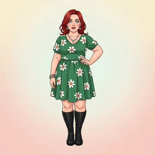 Confident Plus-Size Woman in Chic Green Dress