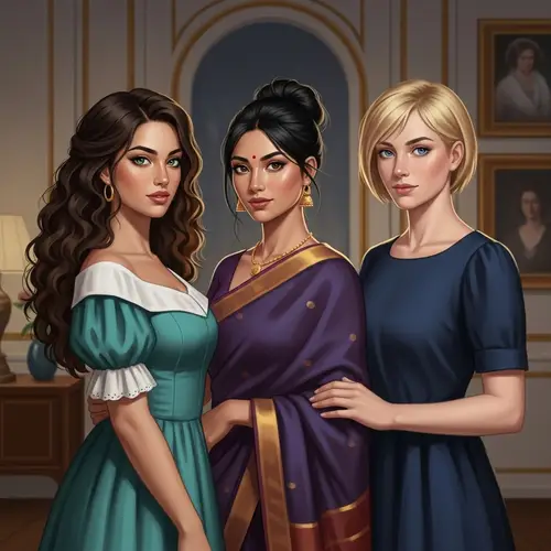 Beautiful Women: An Oil Painting Illustration