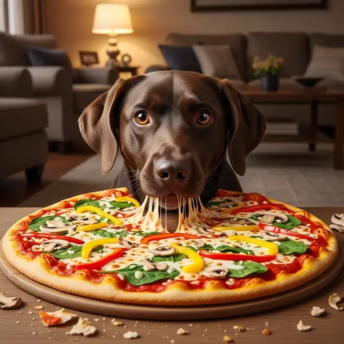 Adorable Dog Enjoying Delicious Pizza