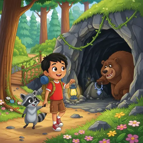 Tim and Rocky's Adventure: Discovering a Bright Treasure in the Forest