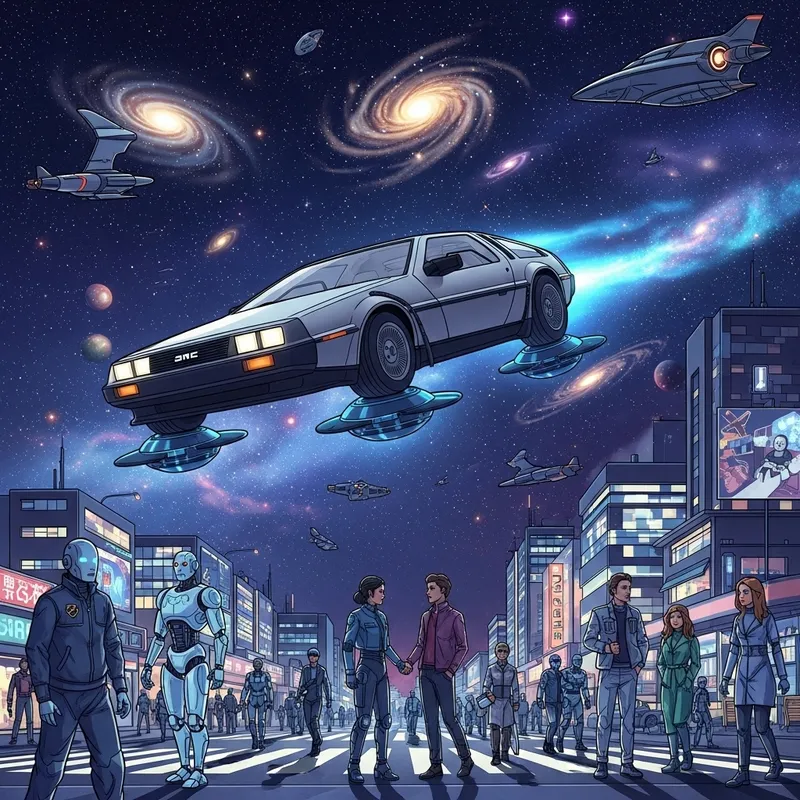 Futuristic Flying Car & High-Tech Society | Sci-Fi Night Sky Illustration Futuristic Flying Car & High-Tech Society | Sci-Fi Night Sky Illustration