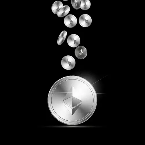 Cryptocurrency Airdrop: Abstract Geometric Scene with Shining Coins