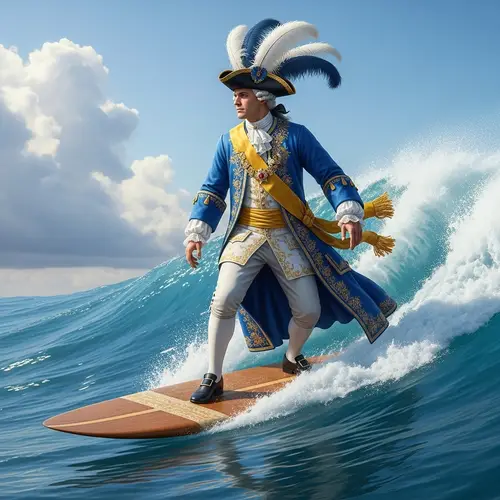 Emperor Peter the Great on Surfboard | 18th Century Royal Figure