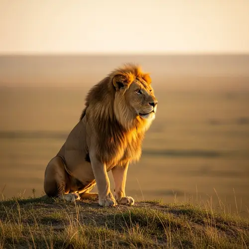 Majestic Lion King overlooking endless savannah