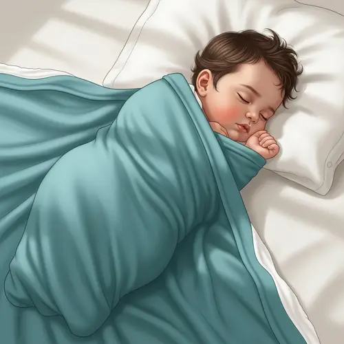 Serenity: Middle-Eastern Baby Sleeping in Teal Blanket
