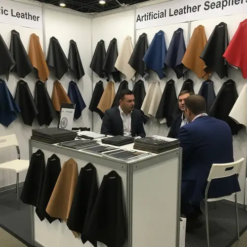 Professional Textile Company: Faux Leather Samples at Trade Fair
