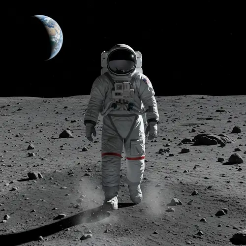 Elderly Gentleman Exploring the Lunar Surface