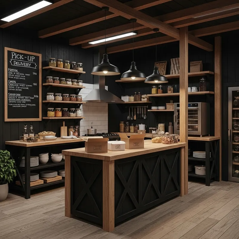 Black Barn-Styled Kitchen for Pick-Up & Delivery in Lagos