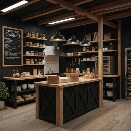 Black Barn-Styled Kitchen for Pick-Up and Delivery in Lagos