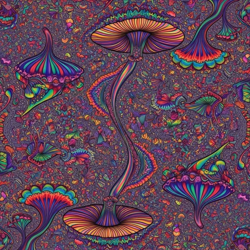 Mesmerizing Psychedelic Mushroom Fractal Art