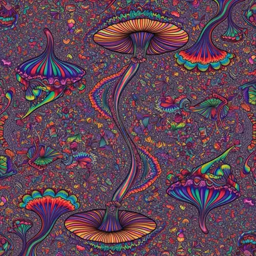 Psychedelic Fractal Mushroom Art: Alex Grey Inspired Designs