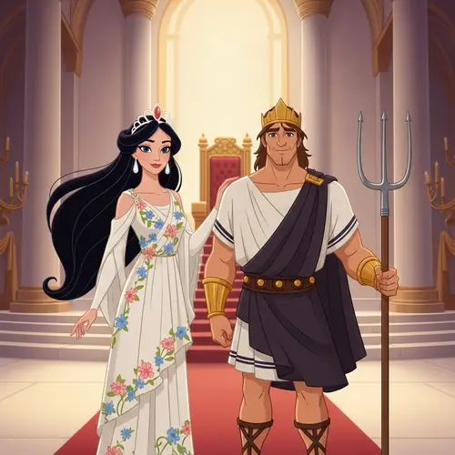 Royal Grecian King and Queen in Luxurious Palace Setting