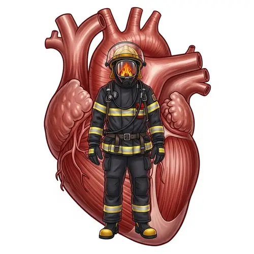 Heart Muscle Firefighter Illustration - Unique Artwork