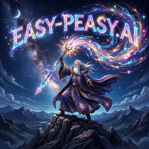 Epic Anime Wizard Casting Cosmic Spell - Easy-Peasy.AI