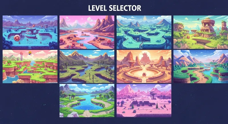 Vibrant Level Selector Map Inspired by Retro Games
