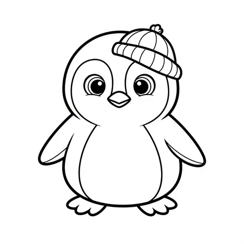 Cute Penguin Coloring Page for Kids