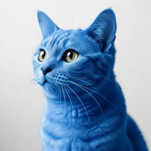 Blue Tinted Cat Portrait - Domestic Short Hair Breed