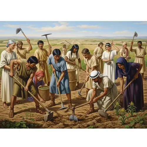 Ancient Agriculture: Oil Painting of Primitive Cultivation