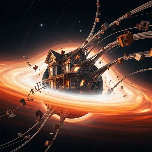 House Near Black Hole: Space Gravity Pull Distorts Structure