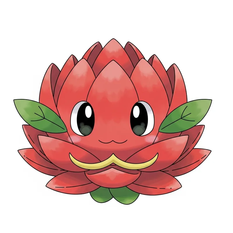 Red Lotus-Like Pokemon Creature in Rouge