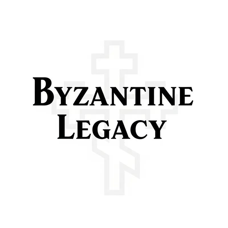 Byzantine Legacy Logo with Orthodox Cross on White Background