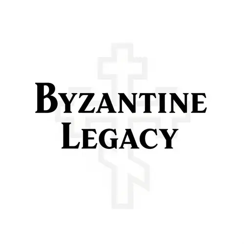 Byzantine Legacy Logo with Orthodox Cross on White Background