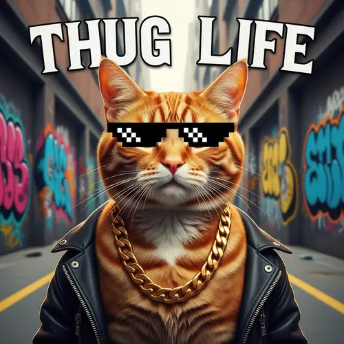 Ginger Cat Thug Life | Street Spirit Feline with Gold Chain