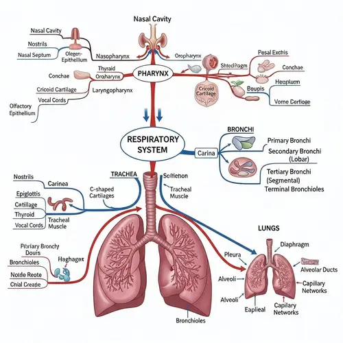 Human Respiratory System Mind Map - Anatomy