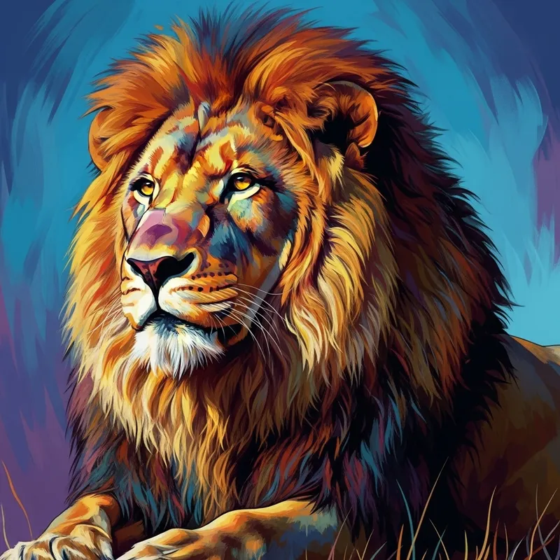 Vibrant Psychedelic Lion Art | Fierce Gaze & Powerful Presence