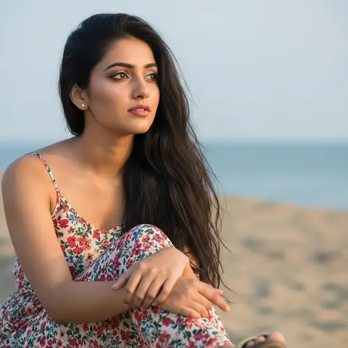 Attractive South Asian Woman in Floral Sundress