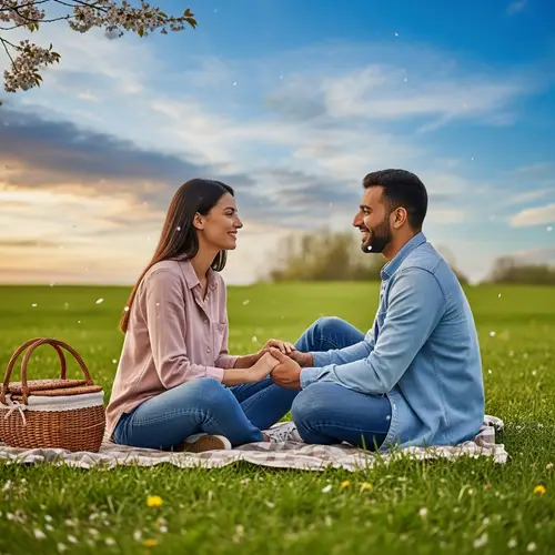 Love and Romance Scene in a Serene Meadow