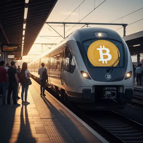 Bitcoin Logo Train Station | Modern Cryptocurrency Innovation