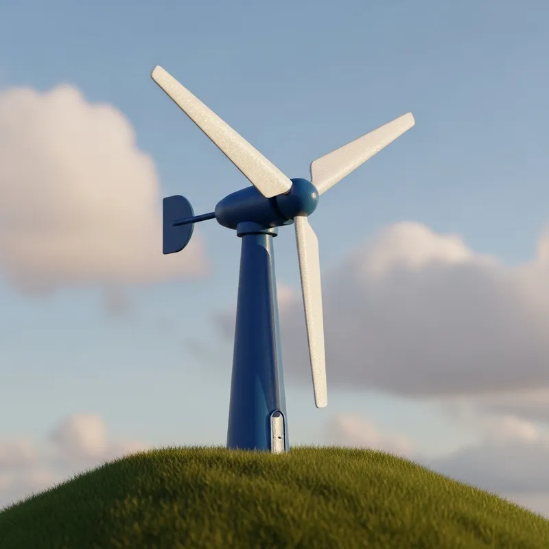 Miniature Wind Turbine on Grassy Knoll | Artistic Design Miniature Wind Turbine on Grassy Knoll | Artistic Design