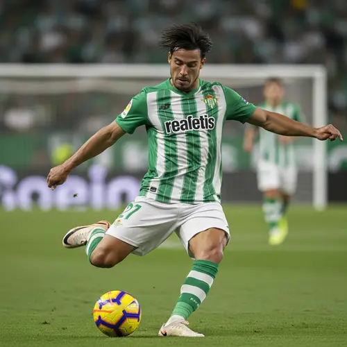 Dynamic Soccer Player in Betis Jersey | Action Shot