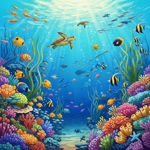 Vibrant Underwater World | Watercolor Cartoon Sea Life