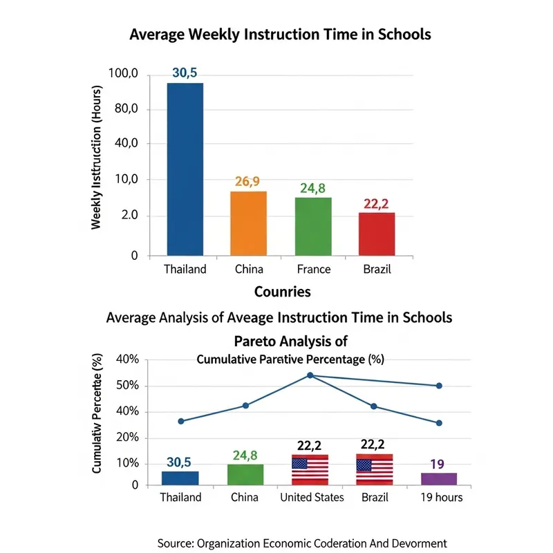 Vertical Bar and Pareto Chart for Average Weekly Instruction Time