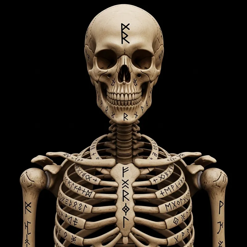 Wizard Skeleton with Rune-Adorned Human Head | Fantasy Art Wizard Skeleton with Rune-Adorned Human Head | Fantasy Art