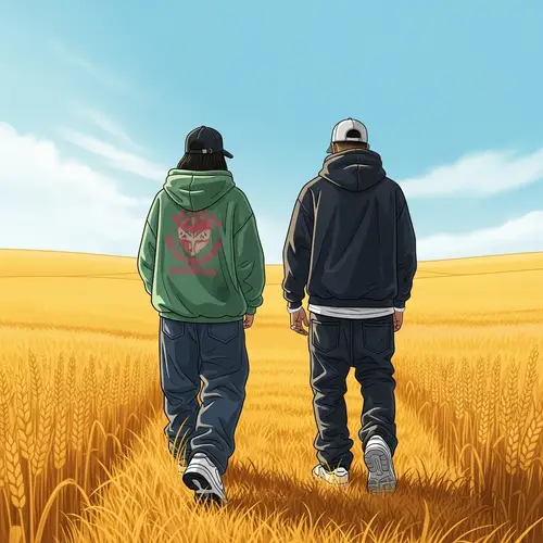 Urban Rappers in Wheat Field Illustration