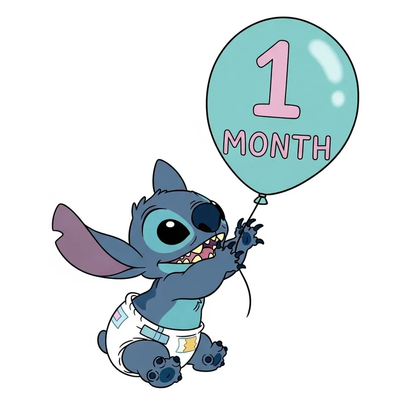 Stitch Diapers 1 Mes Experimento 626 - Fun Baby Diapers Scene