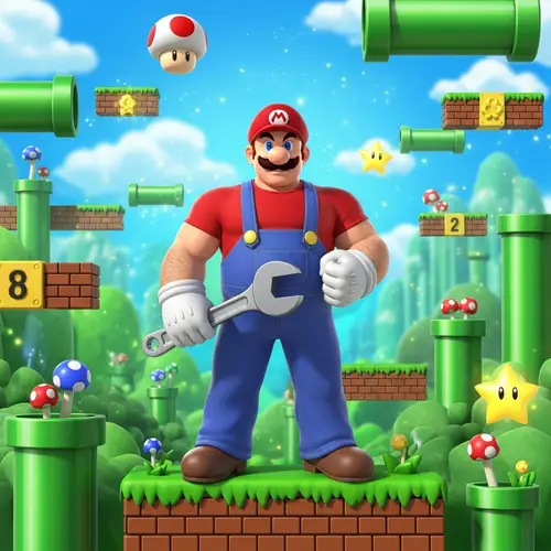 Fantasy Plumber in Red Cap and Blue Overalls | Game-like World